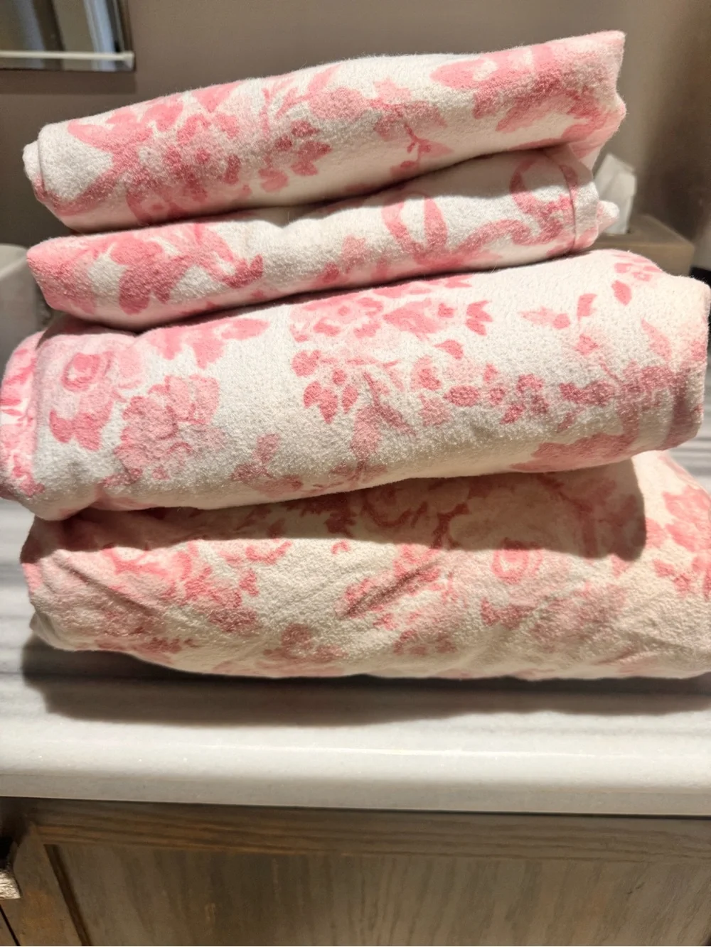 LoveShackFancy Pink and Floral Flannel Sheet Set